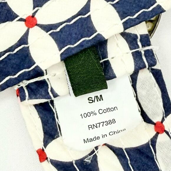 J. Crew Blue Red White Geometric Floral 100% Cotton Slide Buckle Fabric Belt - Picture 14 of 14